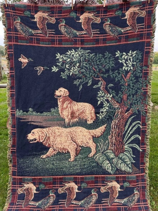 Other - Vintage Woven Golden Retriever Tapestry Throw Blanket